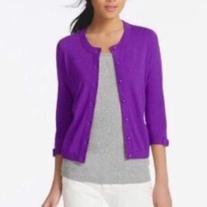 KATE SPADE LIVE COLORFULLY Woman's Purple Silk/Cotton Cardigan Sweater, Small